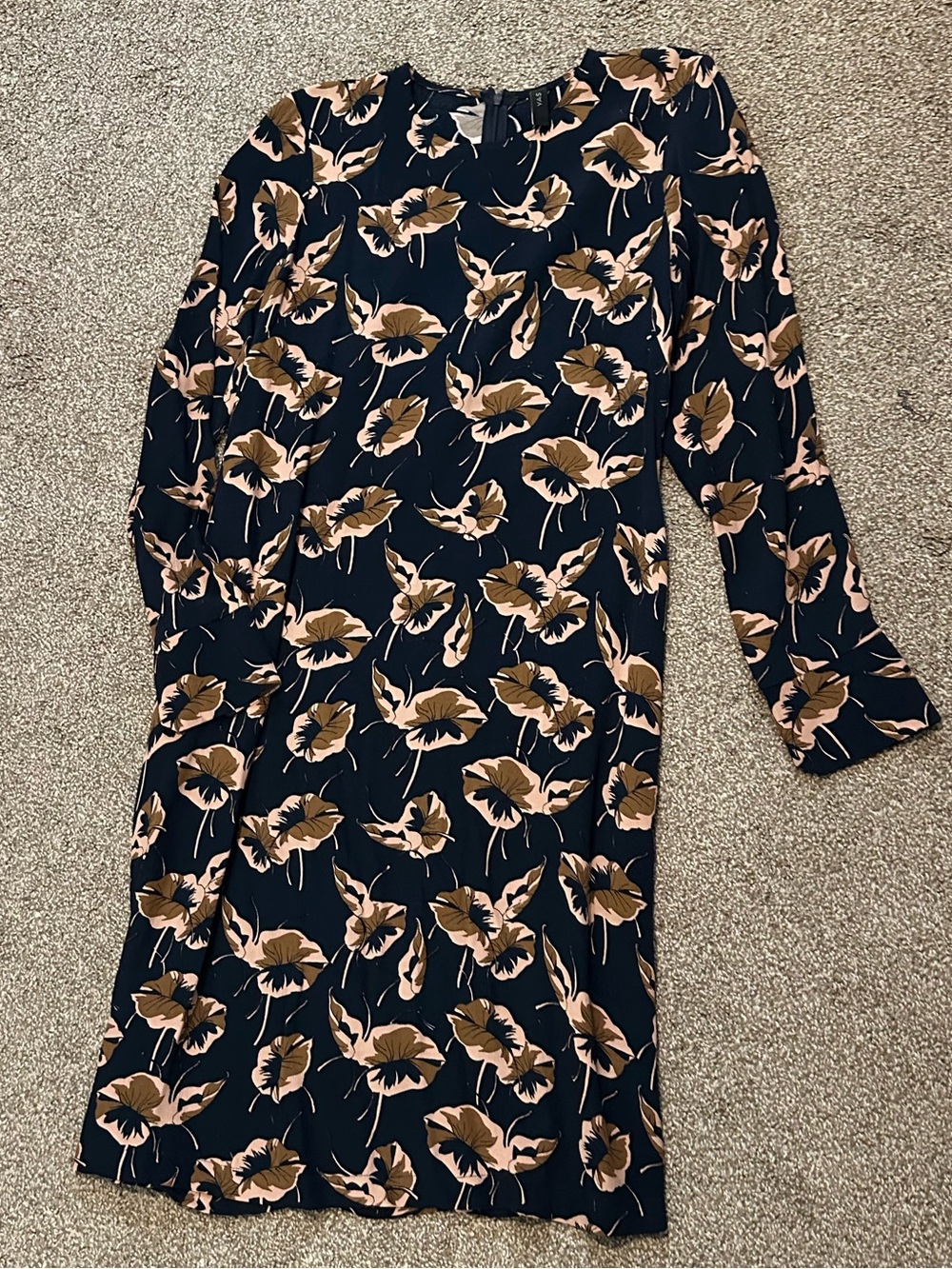 Y.A.S. Navy Floral Long Sleeve Midi Dress Size M ASOS